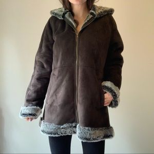 PULP brown/olive faux fur winter coat jacket